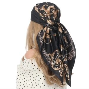 Luxurious Black/Gold Print Scarf / Head Wear